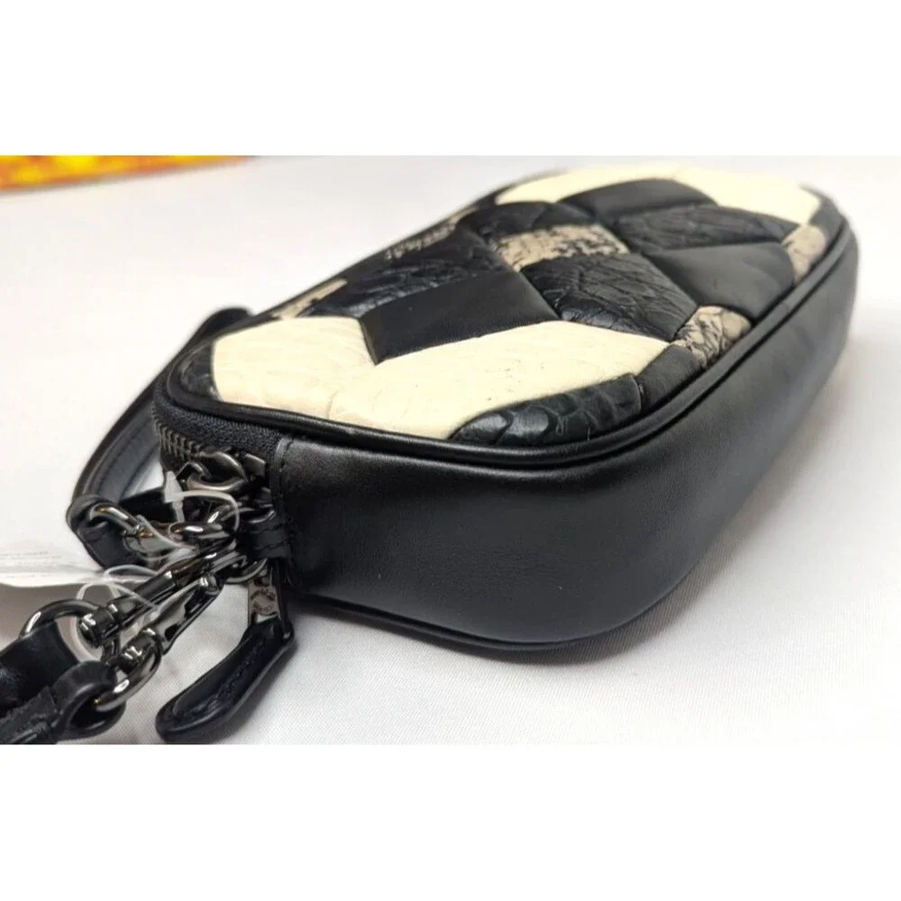 Coach Black Canyon Quilt Exotic Embossed Leather Clutch Crossbody Purse NWT
